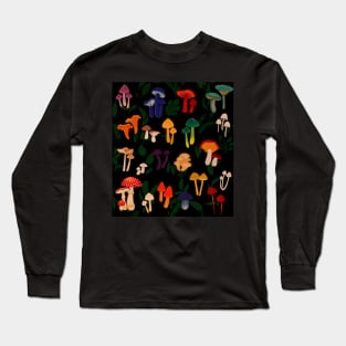 Mushrooms of the Redwood Forest Pattern Long Sleeve T-Shirt